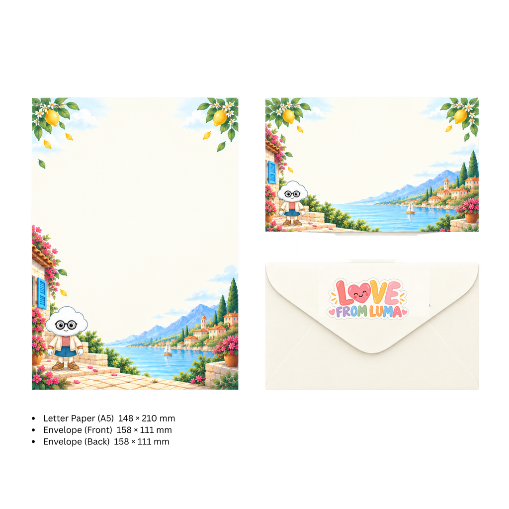 LETTER FROM LUMA Letter Writing Set – “LETTER FROM LUMA” (5 Sheets + 5 Envelopes)