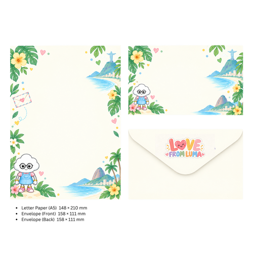 LETTER FROM LUMA Letter Writing Set – “FROM BRAZIL” (5 Sheets + 5 Envelopes)