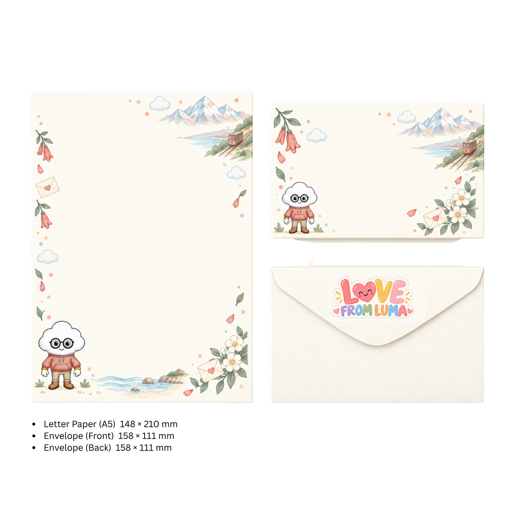 LETTER FROM LUMA Letter Writing Set – “FROM CHILE” (5 Sheets + 5 Envelopes)