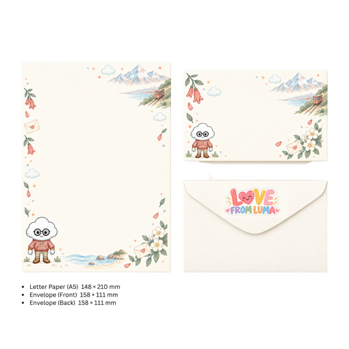 LETTER FROM LUMA Letter Writing Set – “FROM CHILE” (5 Sheets + 5 Envelopes)