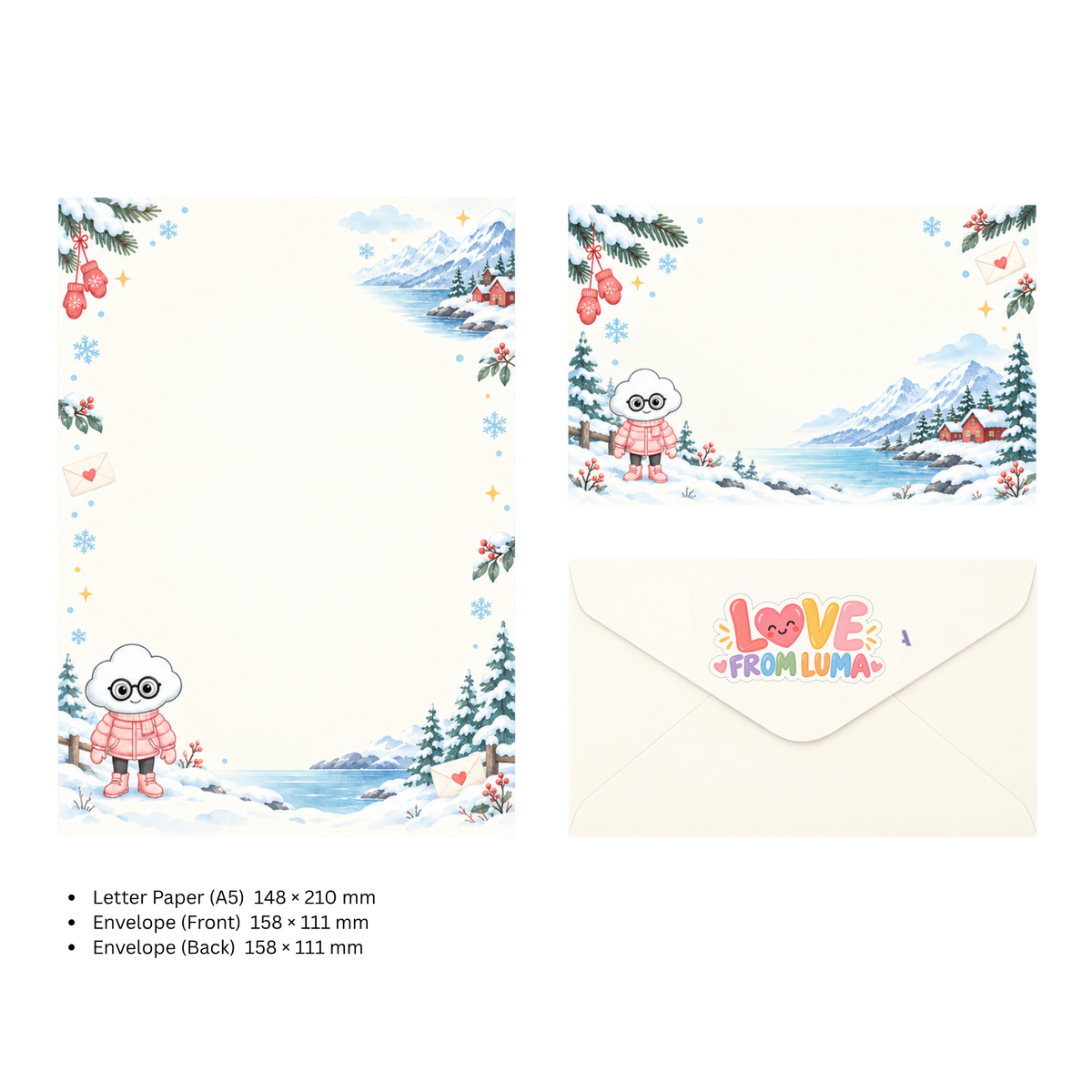 LETTER FROM LUMA Letter Writing Set – “FROM NORWAY” (5 Sheets + 5 Envelopes)