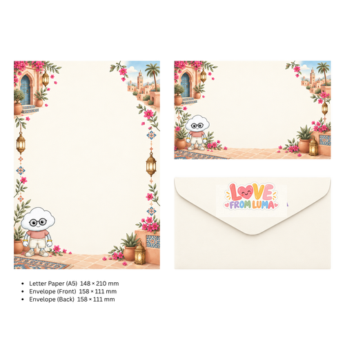 LETTER FROM LUMA Letter Writing Set – “FROM MOROCCO” (5 Sheets + 5 Envelopes)