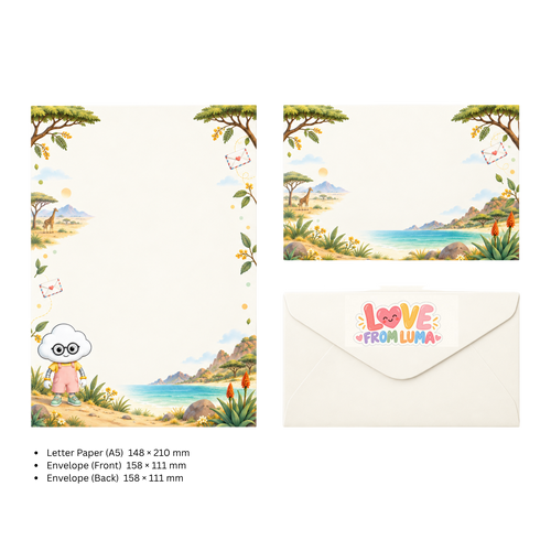 LETTER FROM LUMA Letter Writing Set – “FROM KENYA” (5 Sheets + 5 Envelopes)