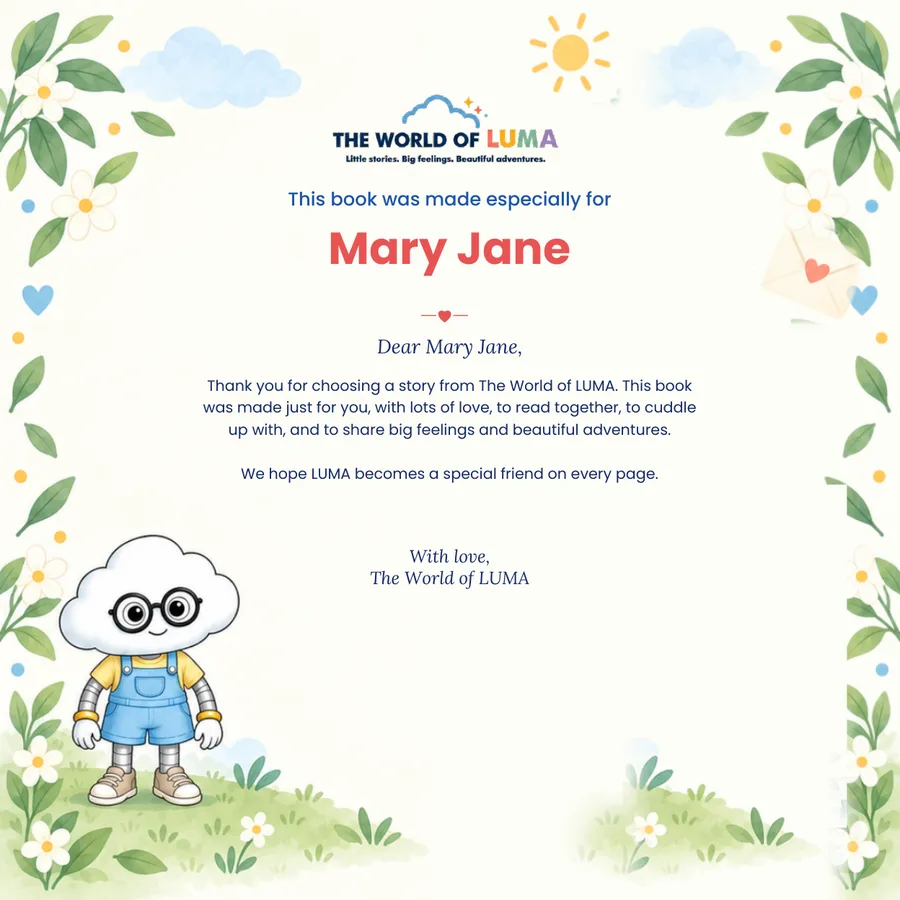 Sample personalised dedication page
