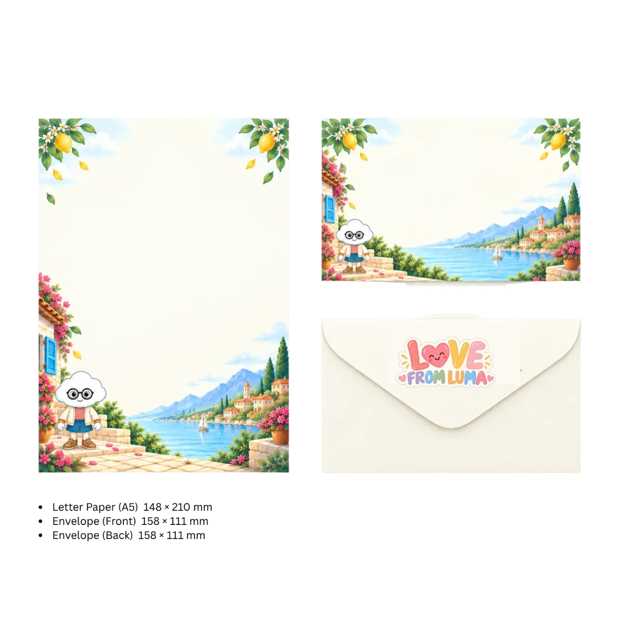 LETTER FROM LUMA Letter Writing Set – “LETTER FROM LUMA” (5 Sheets + 5 Envelopes)