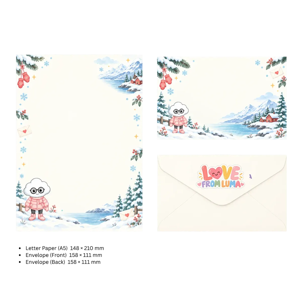 LETTER FROM LUMA Letter Writing Set – “FROM NORWAY” (5 Sheets + 5 Envelopes)
